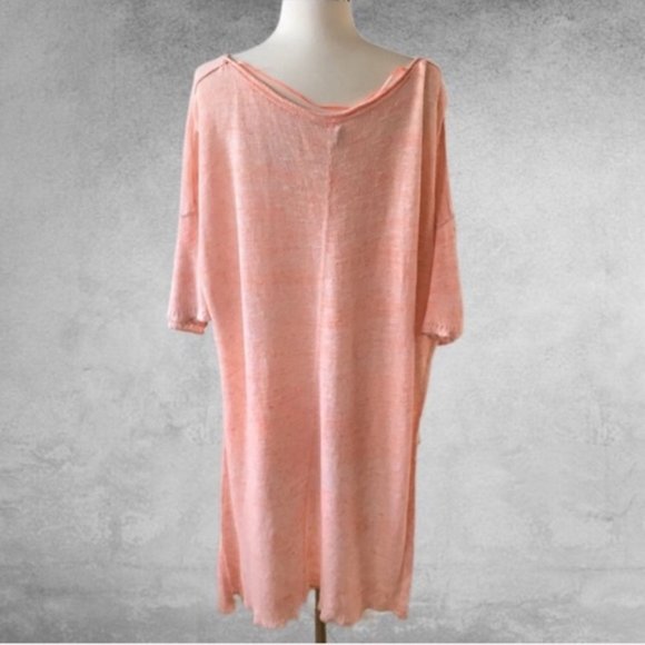 Free People Melange Oversized High Low Open Knit Short Sleeve Sweater - Picture 14 of 16